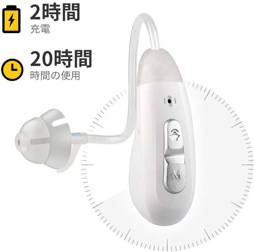 充電式集音器 2020新開発集音器Jinghao高性能集音器クリアな音 ポータブル充電ケース 耳穴式 中-重度に効果良い 左右両耳 2点セット